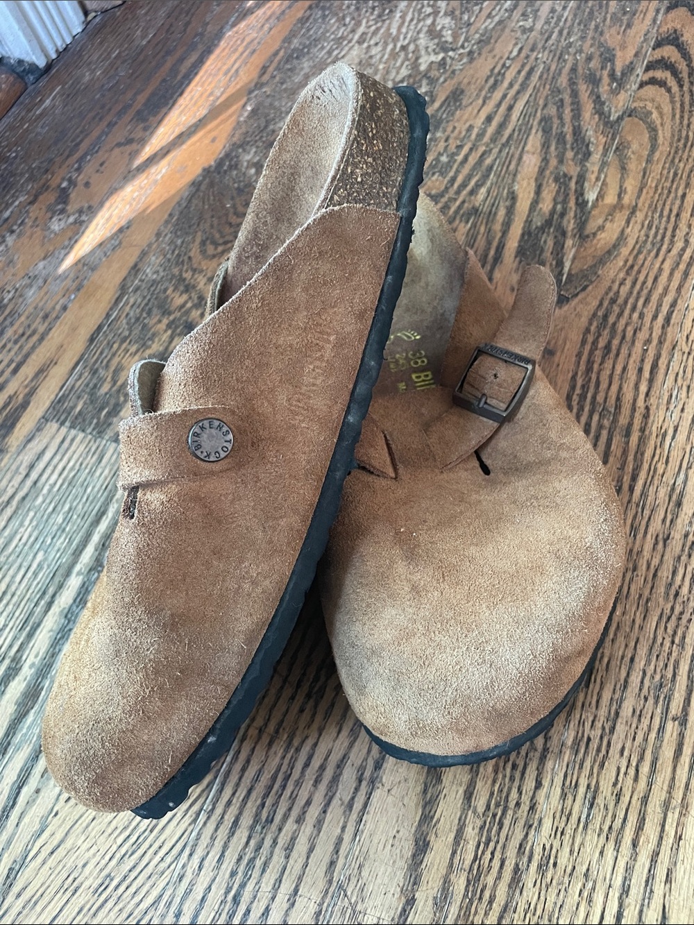 Birkenstock Boston Suede Clogs Taupe Tan Mules Size 38 Regular Fit (wide) - Picture 2 of 10